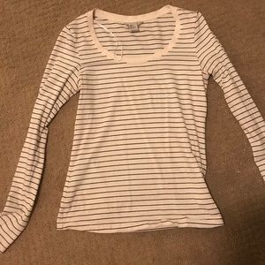 White and black striped long sleeve shirt - H&M